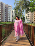 Fuchsia Pink Georgette Kurti Set