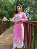 Fuchsia Pink Georgette Kurti Set