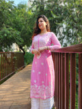 Fuchsia Pink Georgette Kurti Set