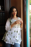 milk white chikankari short kurta