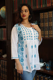 milk white chikankari short kurta