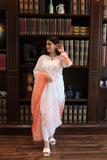 Orange-white mul kurta