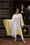 yellow-white mul kurta