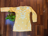 Daisy yellow chikankari work kurta