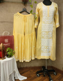 Light Yellow  Modal Chikanakari Kurta