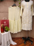 Lemon yellow Modal Chikankari Sharara Set