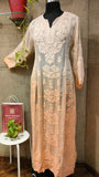 Peach Creem Georgette Chikankari shaded maxi dress