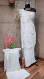 Pure White Mukaish Work Saree