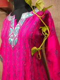 Flamingo chanderi silk anarkali