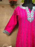 Flamingo chanderi silk anarkali