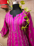 Magenta cotton chanderi anarkali