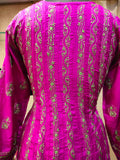 Magenta cotton chanderi anarkali