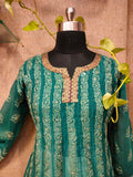 British green chanderi anarkali