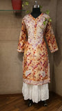 Phulwa Chanderi Printed Chikankari Work Kurta