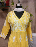 Saavan-yellow mul  anarkali