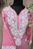 Pink cotton mul printed short kurti