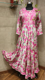 Pink garden satin silk long dress