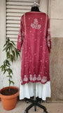 Classic Maroon SoftSilk Chikankari Charm kurta