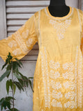 Sun Yellow SoftSilk Chikankari Charm kurta