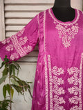 Mystic Magenta SoftSilk Chikankari Charm kurta