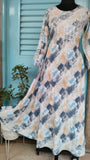 Brush print long cotton dress