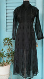 Black  Chanderi Chikankari A-line kurta