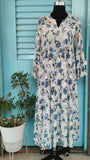 Blue-flower cotton mul dress