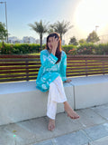 Sky Blue Muslin Silk Short Kurta