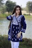 Deep Blue Muslin Silk Short Kurta