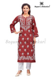 Mehr Maroon polka dot cotton kurti