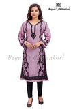 Purple Raw-Silk  kashmiri Kurta