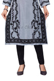 Ash Grey Raw Silk Kashmiri Chikankari