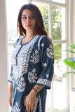 Blue Muslin Cotton Kurti