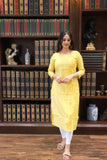 Yellow Banaras Cotton Kurta