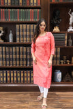 Rose Pink Banaras Cotton Kurta