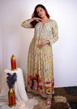 Sunshine Serenity: Handcrafted Yellow Checks Modal Gown