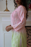 Light Pink With Light Green Shade Muslin Mukaish Kurta