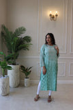 Sea Green Muslin Mukaish Kurta