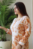 Orange Printed Modal Kurta