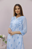 Light Blue Kota Tone To Tone Kurta