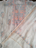 Pure Chanderi Dress Material with blue orange Thread Chikankari Handwork