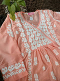 Peach Muslin Silk Short Kurta