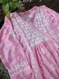 Baby Pink Muslin Silk Short Kurta