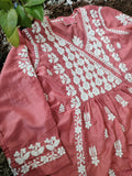 Rose Pink Muslin Silk Short Kurta