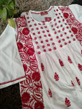 Red Modern Cotton Short Cotton Kurta