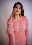 Roshni Georgette Straight Kurta Set  Peach Rose