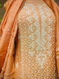 Peach Moonga Silk With Crystal Work Semisticed  (Can  change the colour again and again)