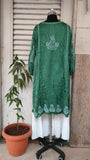 Bottle green SoftSilk Chikankari Charm kurta