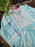 Sky Blue Muslin Silk Short Kurta