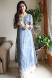 Rose grey net anarkali